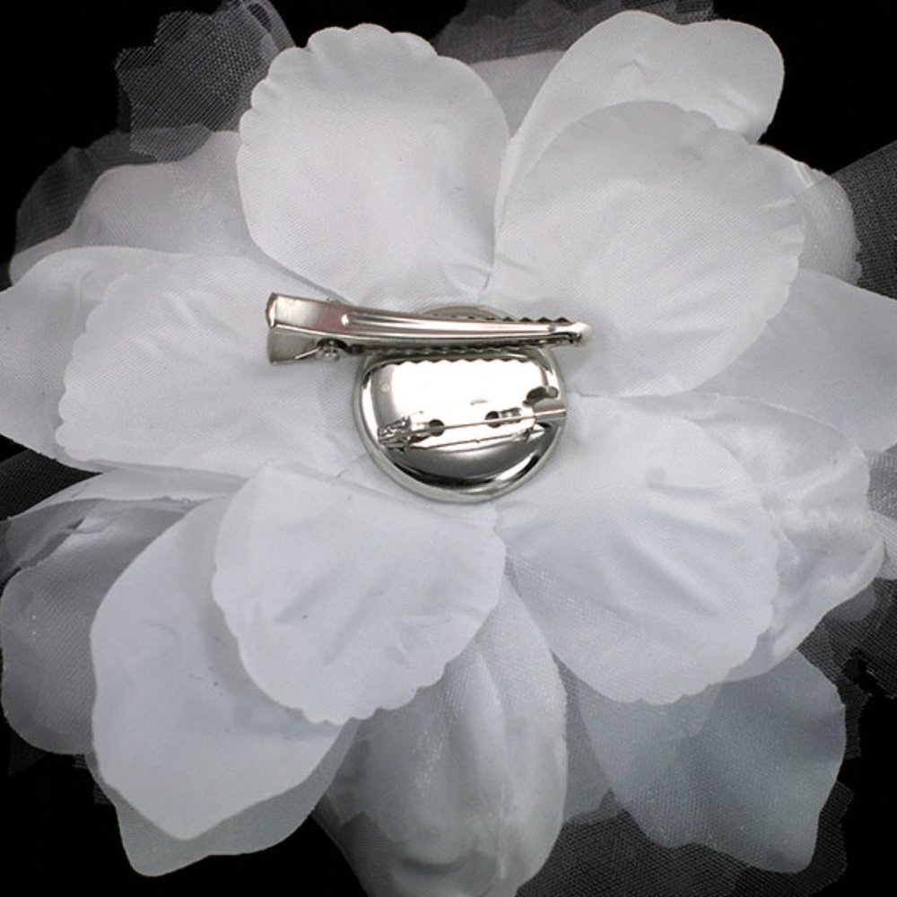 5-1/2" Large Handmade Fabric Flower - White - Picture 2 of 2